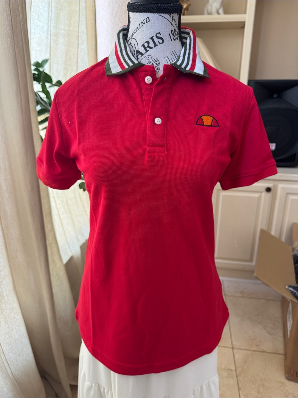 Polo by Ralph Lauren Red Short Sleeve Polo with Striped Collar